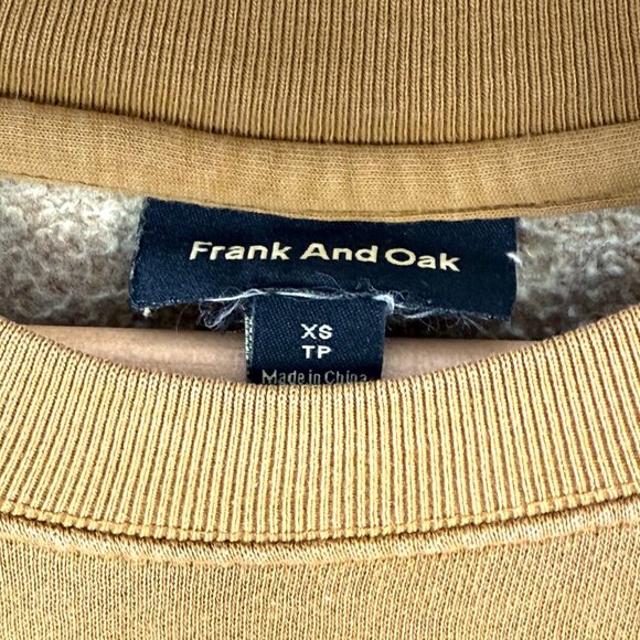 Frank & Oak Sweater Womens XS Camel Ochre Pullover Cropped Sweatshirt Neutral - Picture 2 of 6